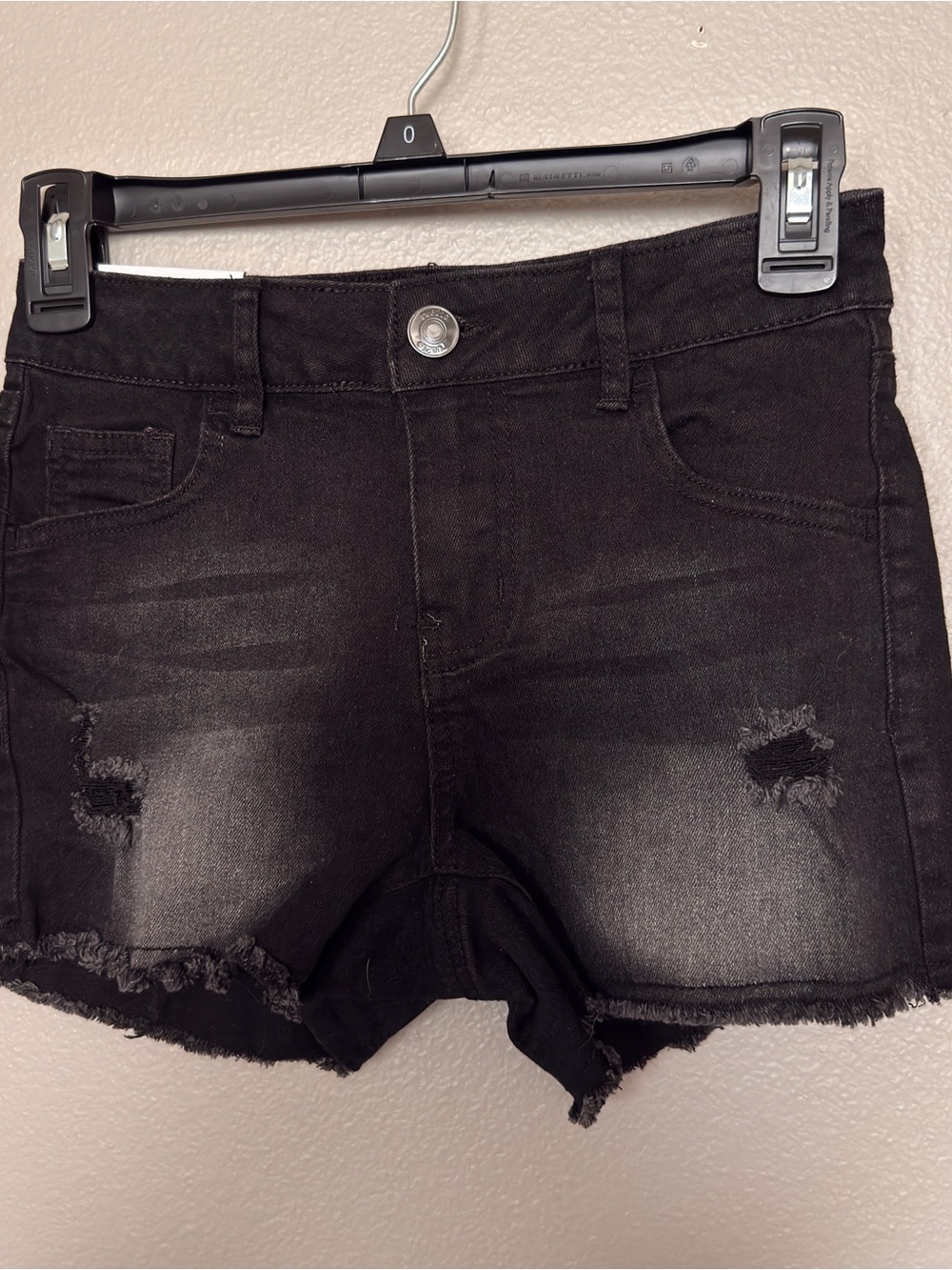 Rue21 Black Distressed Frayed Hem Denim Shorts